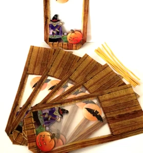 6 X HALLOWEEN TREAT Cello goodie LOOT BAGS Spooky Witch Pumpkin SWEETS CANDY - Picture 1 of 8