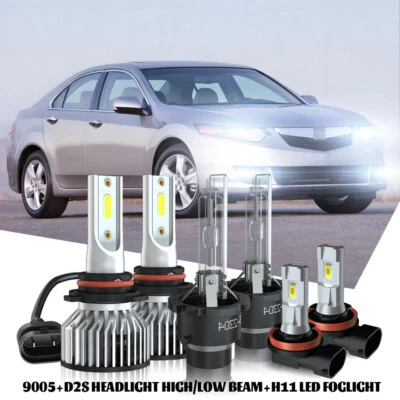 For Acura TSX 2009-2014 HID/LED Headlight Hi/Lo Beam+Fog Light Bulbs Kit 6pcs - Image 1 of 4