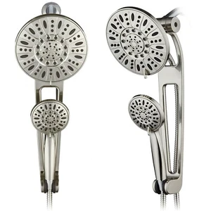 AQUABAR High-Pressure 7" Shower Spa Combo w/ 18" Extension Arm – Brushed Nickel - Picture 1 of 8