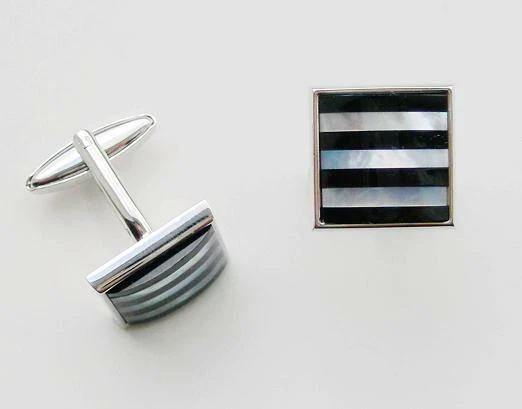 C0147 GEMELOS GEMELOS MADREPERLA NEGRO ÓNIX PIEDRA PRECIOSA FRENTE CONVEX Foto 1 de 1