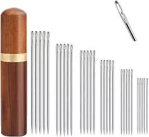 30pcs Asstd Sizes Side Opening Self-Threading Hand Sewing Needles, Storage Box - Picture 1 of 1