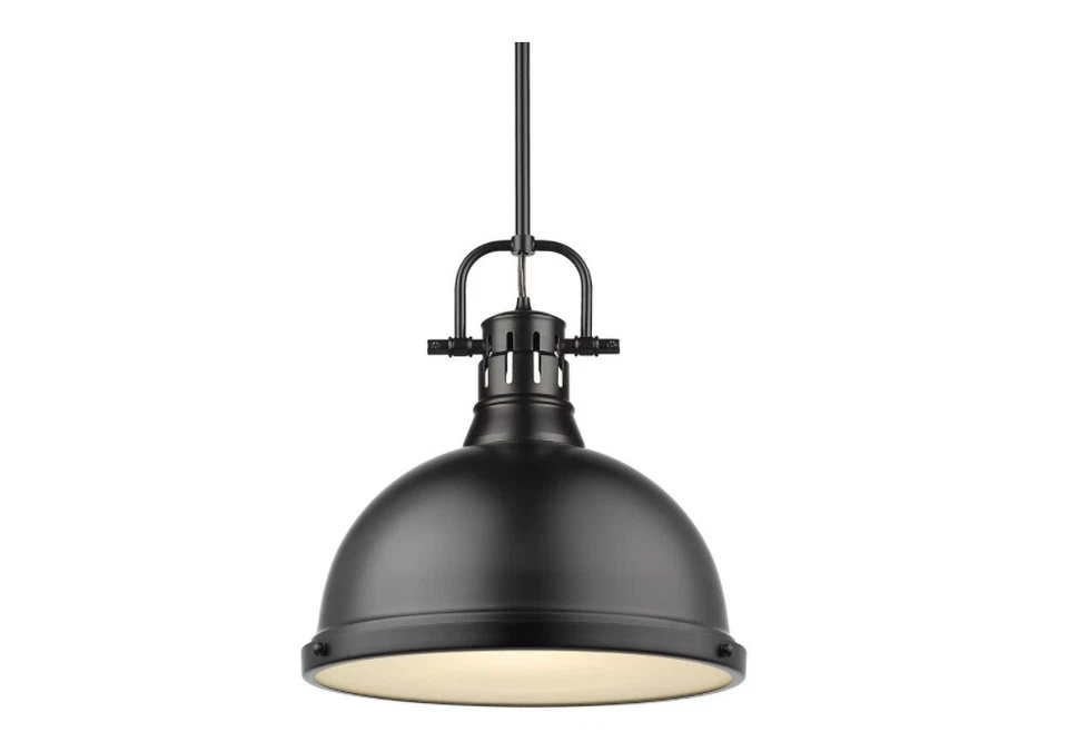 Colgante y varilla Duncan Golden Lighting negro de 1 luz con pantalla negra mate Foto 1 de 1