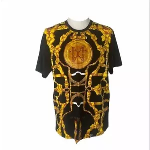 Herren Hemd Large Michael Cherry Schwarz und Gold Millennia Kurzarm - Bild 1 von 8