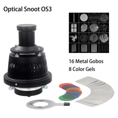 Conical Snoot Optical Condenser With Lens Gobos Color Gels for LED Light Strobes - Image 1 of 4