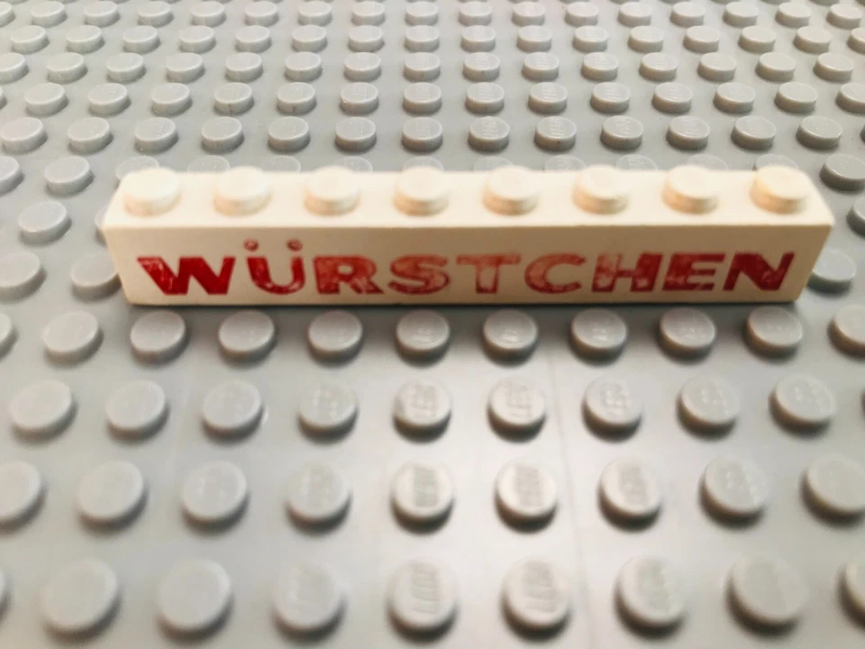 LEGO Baustein bedruckt 3008 px16 Würstchen 1x8 weiß System City Shell Hausbau - Bild 1 von 1