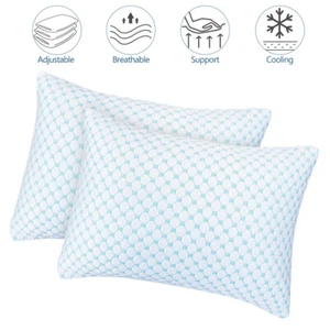 Memory Foam Cooling Pillow King Gel Infused Cooling Pillows (51×66cm) 1/2 Pcs - Picture 1 of 15