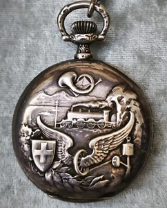 UNIQUE  POCKET WATCH SWISS POST ENGRAVED FOR THE RUSSIAN MARKET. - Picture 1 of 24