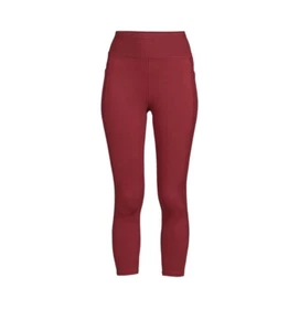 ATHLETIC WORKS Performance Capri Size Medium 8-10 Womens High Waist Burgundy New - Picture 1 of 9
