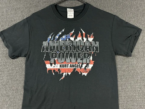 Kurt Angle American Power Impact Wrestling T Shirt Small Black Short Sleeve TNA Cover