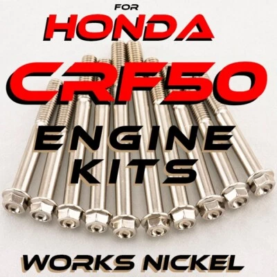 Works Nickel ENGINE Bolt Kit for 2004-current Honda CRF50 Models - Image 1 of 4