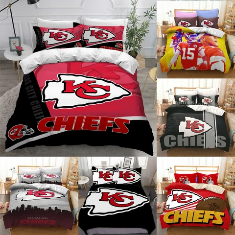 Kansas City Chiefs Bedding Set 3PCS Soft Duvet Cover Pillowcases Comforter Cover Cover
