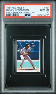 PSA 10 GEM MINT 1991 RED FOLEY STICKER RICKEY HENDERSON #121 A'S 40364 B259 - Picture 1 of 1