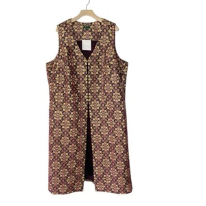 NWT C. WONDER Brocade Longline Vest / Layering Duster Jacket Plus Size 2X XXL - Picture 1 of 6