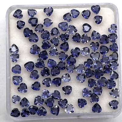 Natural Iolite Heart Cut Loose Gemstone Lot 3 MM 93 Pcs 6.6 CT - Image 1 of 4