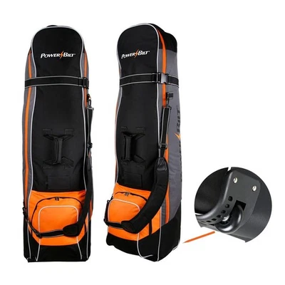 Cubierta de viaje de golf Powerbilt TPS Deluxe con ruedas, negra/gris/naranja acolchada para golf... Foto 1 de 4