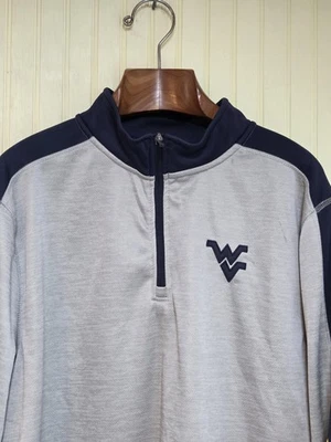 West Virginia Mountaineers Pullover Quarter Zip Mens 2XL Gray Navy NCAA Football - Image 1 of 4