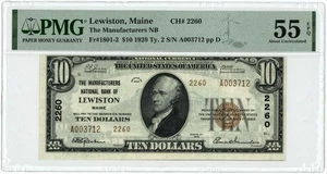 CH# 2260 The Manufacturers NB Lewiston Maine $10 1929 55 EPQ PMG 950569-4 - Picture 1 of 3
