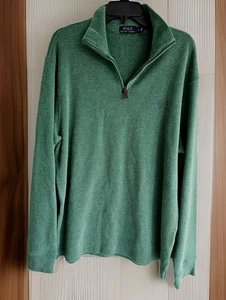 Polo Ralph Lauren Men’s Estate-Rib Quarter-Zip Green Pullover Sweater Large - Picture 1 of 4