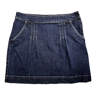 Falda vaquera Elle para mujer 4 plisada lateral cremallera botón azul oscuro medidas 28 x 16 Foto 1 de 4