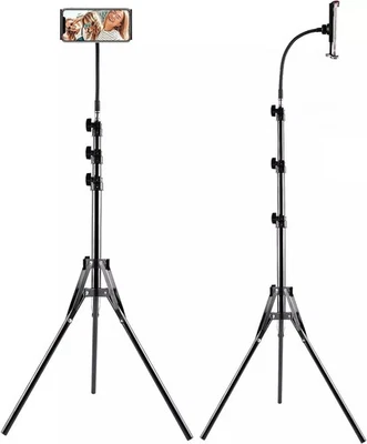 59 Inch Tablet Tripod Floor Stand: 360° Rotating Gooseneck,Phone Clip Included,I - image 1 of 4