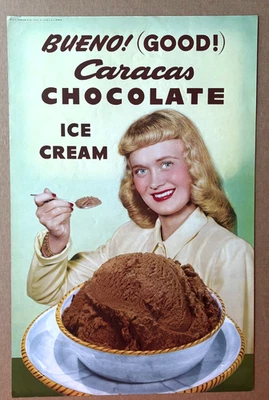 Póster de helado vintage Gundlach Midcentury 13x20 - ¡Bueno! Chocolate Caracas Foto 1 de 3