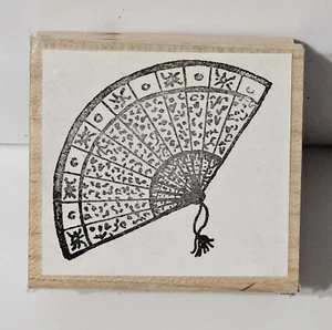 Wood Mounted Rubber Stamp - Accordion Hand Fan - Picture 1 of 2