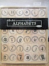 THE PAPER STUDIO BOTTLE CAPS -  ALPHABET RUBBER STAMP SET NUMBERS LETTERS