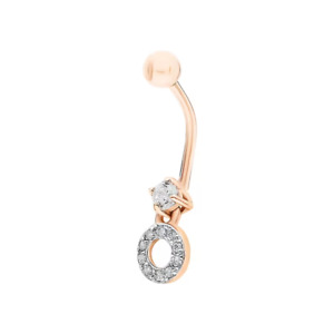 Round Cut Lab Created Diamond Women New Trending Belly Ring 14K Rose Gold Plated