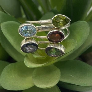 Large Statement Ring Size 9 Peridot Amethyst Garnet Topaz Chakra Reiki 0885 - Picture 1 of 4