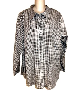 NUEVO CON ETIQUETAS BLUSA QUACKER FACTORY NEGRO/BLANCO ALGODÓN BLND GINGHAM ADORNO BOTÓN L/S L - Imagen 1 de 16