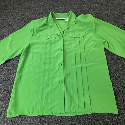 Camisa vintage Christie & Jill verde manga larga blusa para mujer talla 10 crestas de colección Foto 1 de 4