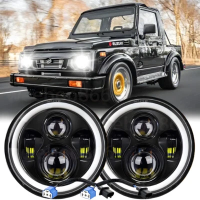 Par de faros LED redondos DOT de 7 pulgadas haz alto/bajo DRL para Suzuki Samurai 1986-1995 Foto 1 de 4