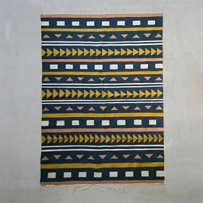 Tribal handcrafted flatwoven modern kilim rug wool area rugs runner aztec boho - Image 1 of 4