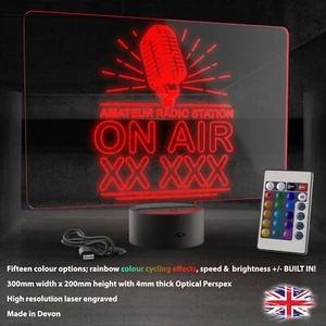 Custom Amateurfunk LED Leuchtreklame Leucht Rufschild Amateur ON AIR personalisiert - Bild 1 von 7