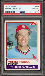 1983 Topps Baseball #186 Whitey Herzog PSA 8 *DD