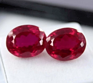 18 Ct Natural Flawless Mozambique Blood Red Ruby Oval Cut Loose Gemstone Pair - Picture 1 of 7