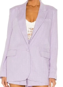 NWT Revolve Bardot Women Charlie Casual One Button Lilac Blazer Linen Blend Sz 8 - Picture 1 of 8