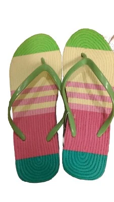 SANDALIAS MUJER CUÑA RAYAS CHANCLAS NUEVAS TALLA M 7/8 Foto 1 de 4