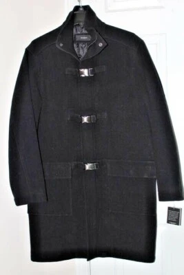 NEW Alfani Men's Black Medium Wool Cashmere Blend Zip Buckle Front Coat Jacket - Image 1 of 4