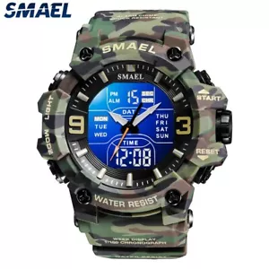 Military Watches for Men Waterproof Sports Dual Time Digital Army Watch Gym Gift - Picture 1 of 37