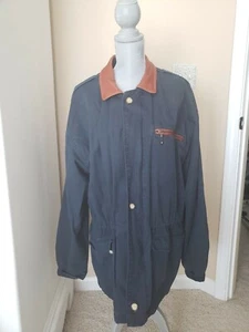 Structure Studio Men's Blue Denim Jacket with Brown Leather trim, Size Medium - Picture 1 of 7