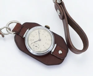 New Brown Leather watch strap for belt and pocket for 1MChZ Kirovskie watch - Picture 1 of 7