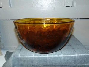 BERNSTEIN KUNST GLAS GEPUNKTET RÜHREN OBSTSCHALE MCM 9" - Bild 1 von 3