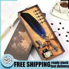 Retro Calligraphy Feather Dip Pen Writing Ink Quill Fountain Pen Set (Blue)