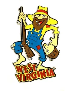 West Virginia Hillbilly con sombrero de paja y jarra de luz de luna imán para nevera - Imagen 1 de 1
