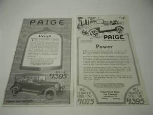 Lote de 2 anuncios Paige Detroit Motor Car Co. Glenwood Four 1915, Fairfield Six - 1K3 - Imagen 1 de 3
