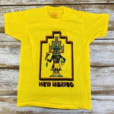 Camiseta vintage años 70 stock muerto amarilla nuevo México niños talla mediana Foto 1 de 4