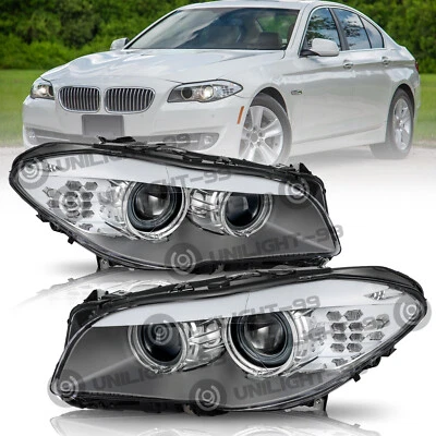 一对氙气车头灯适用于 2011 - 2013 宝马 5 系列 F10 550i 535i 528i LH+RH 侧面  — 第 1/4 张图片