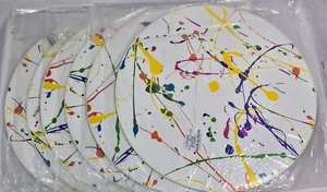 Barneys New York Lisa Perry Paint Splatter Print Circular Placemats Lot Of 6 - Picture 1 of 10