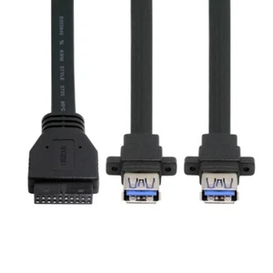 USB 19/20Pin 1 Male to 2 USB 3.0 Female Motherboard Header Data Extension Cable - Afbeelding 1 van 7